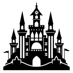Castle clean black silhouette design white background