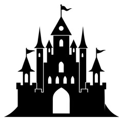Obraz premium Castle clean black silhouette design white background