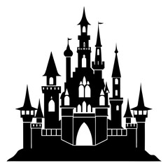 Obraz premium Castle clean black silhouette design white background