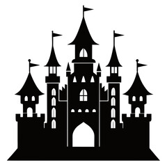 Castle clean black silhouette design white background
