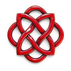 Naklejka premium Red intertwined knot design celtic notwork art on a Transparent Background