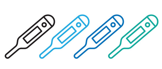 Digital Thermometer Collection. Black, Blue & Green Color Variants for Healthcare & Personal Use.