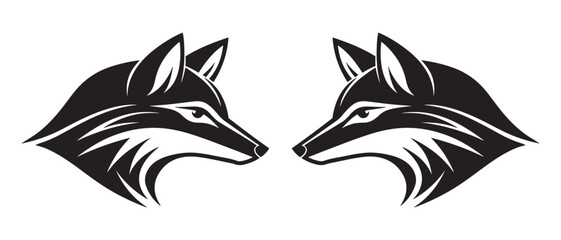 Fototapeta premium Symmetrical Fox Head Logo Design. Bold Black and White Animal Icons with Modern Geometric Flair.