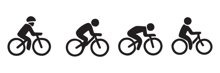 Man on bicycle icon, The man ride bicycle icon, bicycle icon, Bike. Bicycle vector icon. Concept of cycling. Go in for isolated bicycle lanes with a white background.
