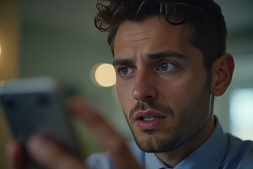 The moment of realization: A close-up shot of a shocked employee reading a cringe-worthy message on their phone.