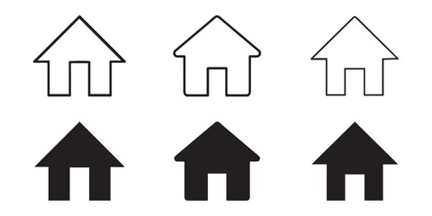 Outlined vs. Solid House Icons. Minimalist Design Comparison.
