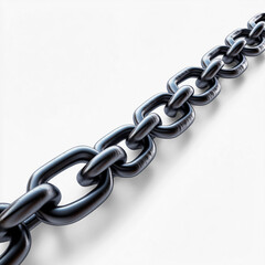 Fototapeta premium Strong metal chain links interconnected strength on a Transparent Background