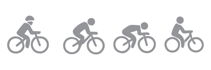 Man on bicycle icon, The man ride bicycle icon, bicycle icon, Bike. Bicycle vector icon. Concept of cycling. Go in for isolated bicycle lanes with a white background.