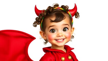 little girl in red devil costume