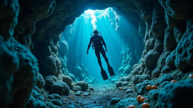 Natural cave diving landscape