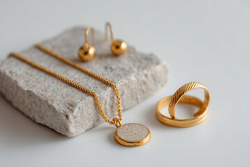 elegant display of minimalist jewelry accessories on clean background highlighting subtle beauty of each piece