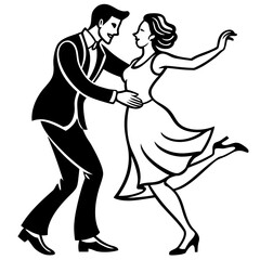 Dancing Couple Silhouette  vector