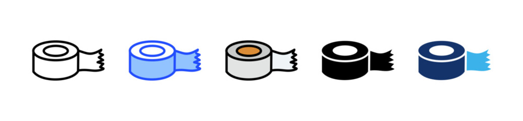 Packaging Tape Icon Collection With Multiple Styles