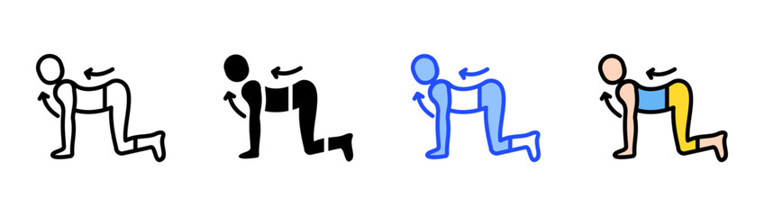 Cat Cow Pose Icon Collection With Multiple Styles