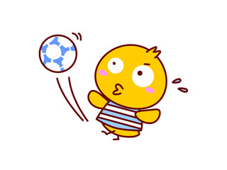 サッカーボールを蹴るひよこ © twomoons