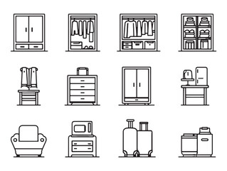wardrobe simple 2d line art collection