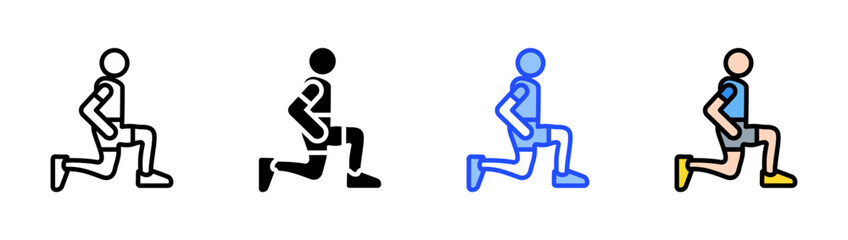 Hip Flexor Stretch Icon Collection With Multiple Styles