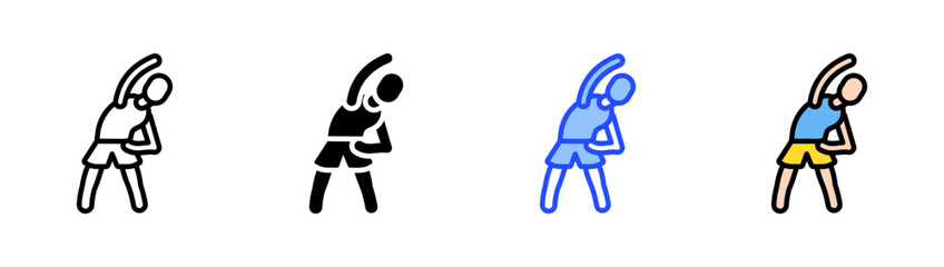 Standing Stretch Icon Collection With Multiple Styles