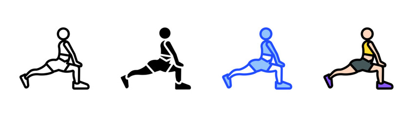 Groin Stretch Icon Collection With Multiple Styles