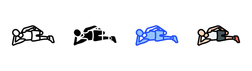 Obraz premium Lying Side Stretch Icon Collection With Multiple Styles