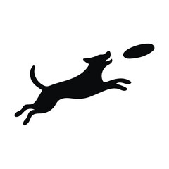 black dog jump silhouette