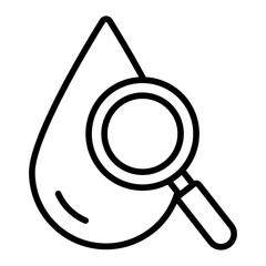 liquid analysis outline icon for water test and fluid inspection