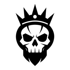 Crown on Skull vector clean black silhouette design white background