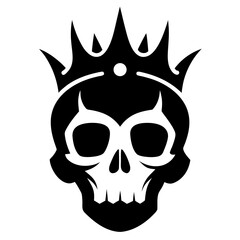 Obraz premium Crown on Skull vector clean black silhouette design white background