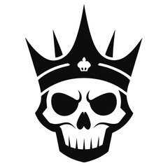 Crown on Skull vector clean black silhouette design white background