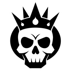 Crown on Skull vector clean black silhouette design white background