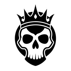 Crown on Skull vector clean black silhouette design white background