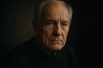 Obraz premium Portrait of senior man expressing thoughtfulness and wisdom