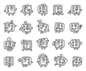 Safe cute kawaii character set featuring adorable cartoon vaults with expressive faces, fun props, and charming emotions for your illustration and creative designs projects