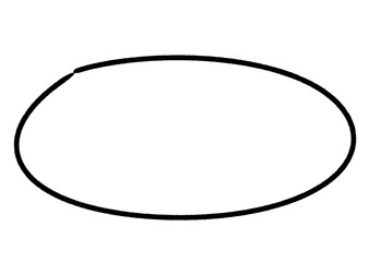 Hand drawn black oval shape illustration representing simplistic design element on white background on transparent background