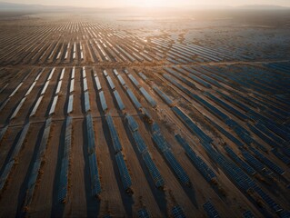 Aerial view of a vast solar farm
