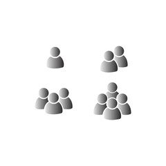3d people icon, abstract people icon, vector people icon sign symbol, Group Size Gradient Icons Set – From Individual to Crowd