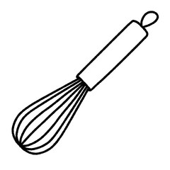 ラフな線で描いた泡立て器の線画イラスト