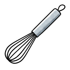 Obraz premium ラフな線で描いた泡立て器のカラーイラスト