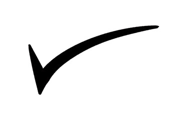 Bold black check mark symbol illustration for indicating task completion on transparent background