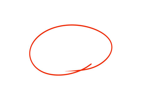 Hand drawn simple red oval shape element design icon on transparent background