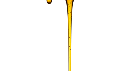 Golden Syrup Pouring Stream on Transparent Background