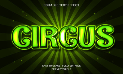 Circus text, retro neon editable text effect with bright green glow and circular light style
