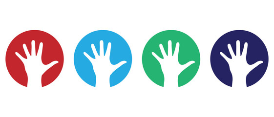 Multicolor Hand Icons Set. in Circles Diversity, Inclusion & Services Symbol Set.