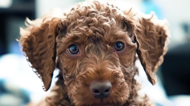 Adorable Puppy Cuteness Overload! Brown Curly-Haired Dog