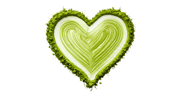 Green Heart Shape Powder on Transparent Background