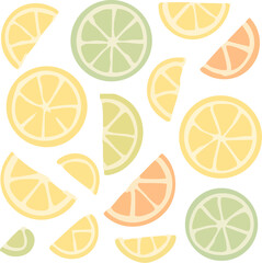 Handdrawn Style Citrus Fruit Pattern Illustration.