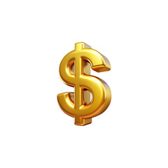 Obraz premium Golden dollar sign symbol currency wealth finance investment concept 3d rendering isolated on white background. cartoon plastic style icon