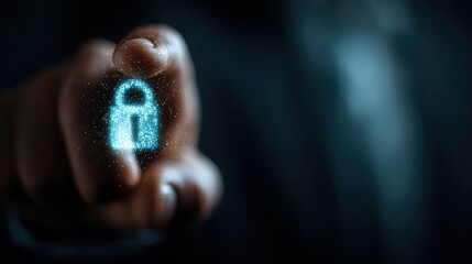 Businessman secures login with encrypted access using cybersecurity tools, protecting digital data, ensuring privacy, and shielding online network from cyber threats.