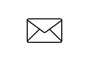 Simple line drawing of a closed envelope against a transparent background symbolizing mail and communication