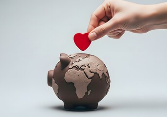 Earth Donation Concept with Heart Coin